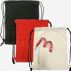 CB-13: 10 Oz Canvas Drawstring Bags with Front Pocket
