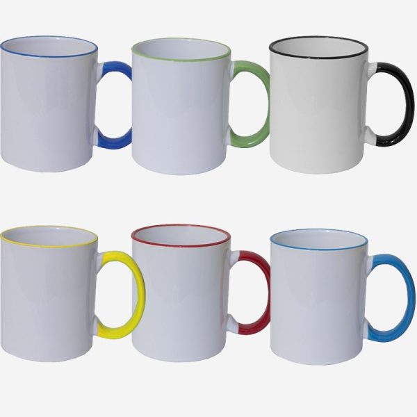 CNM-05: Solid Colored Handle Ceramic Mugs