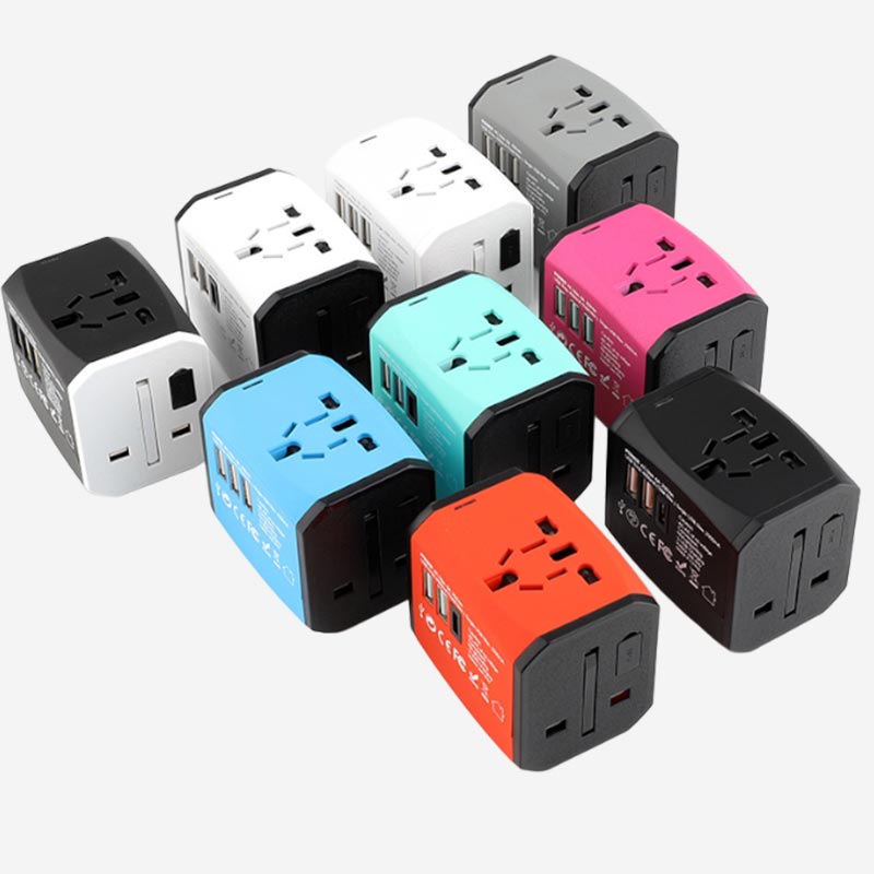 colorful world travel adapters