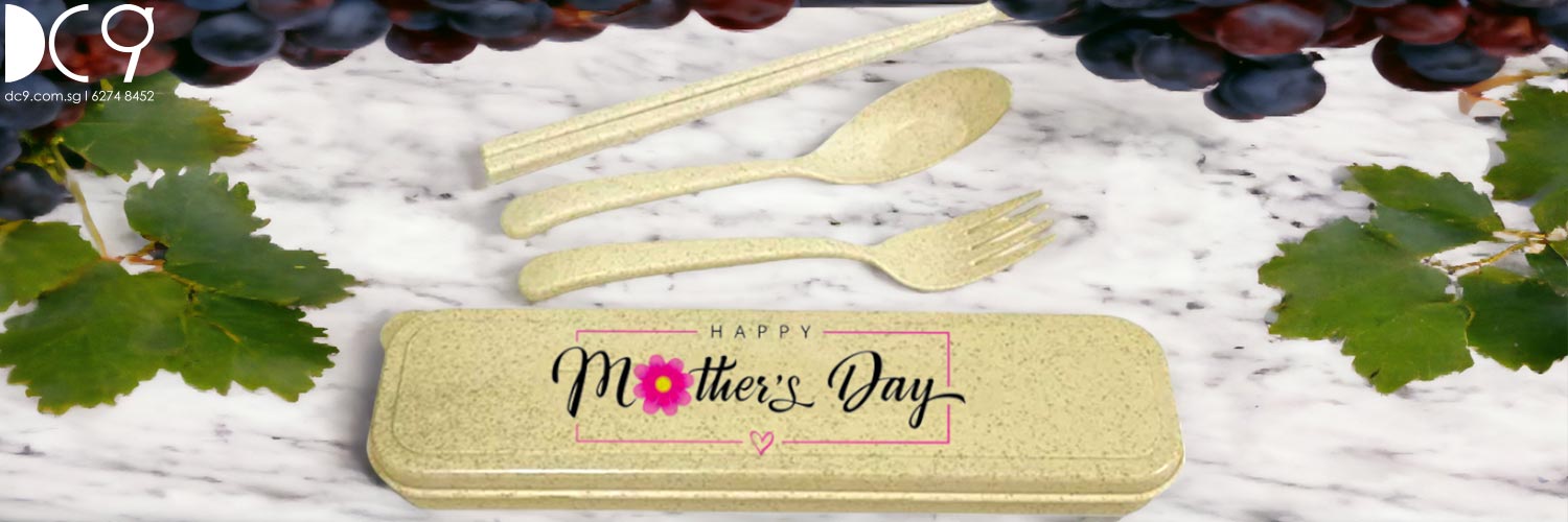 Custom Printed Wheat Fibre Cutlery Sets for Mother's Day