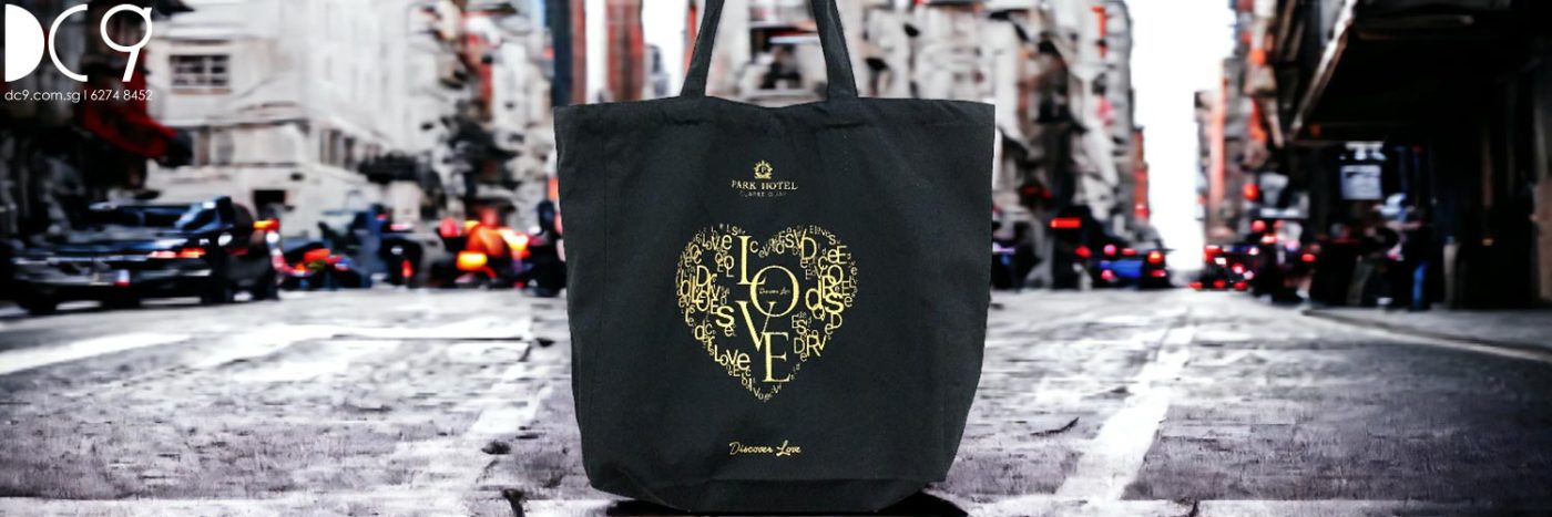Supplying customized black color cotton canvas tote bags in Singapore