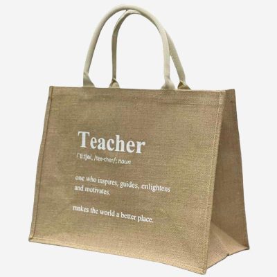 jute bags printing with one color silkscreen printing for Teacher's Day