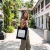 CB-07 Black Canvas Tote Bags Printing Lifestyle