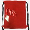 CB 13 Cotton Canvas Drawstring Bags Front Pocket Red