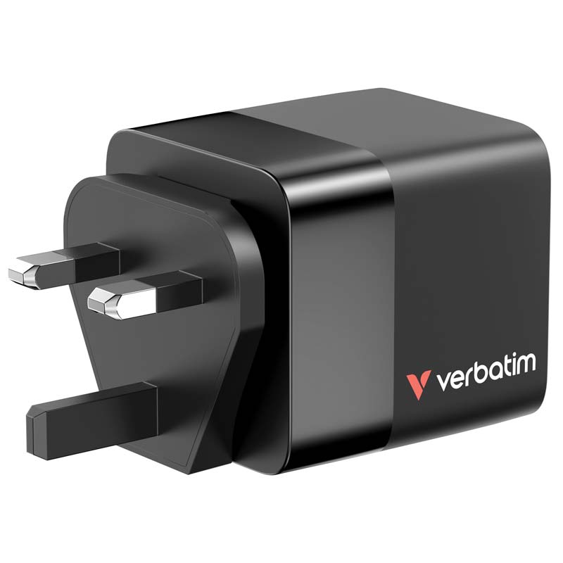 Verbatim 3-Port 65W GaN Charger with Retractable Cable & LED display zoom