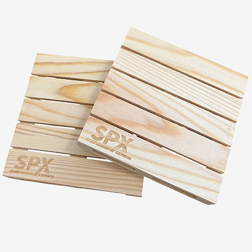CACP-02: Custom Wooden Pallet Coasters with Laser Engraving