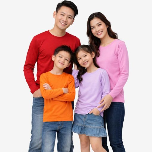 QD54 Adults Long Sleeve T-shirts Round Neck