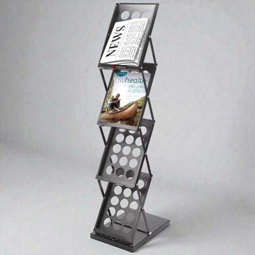 Brochure Holder Stand – Black (A4, Single-Sided)