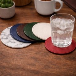 CACP-03: Custom PU Leather Coasters Printing