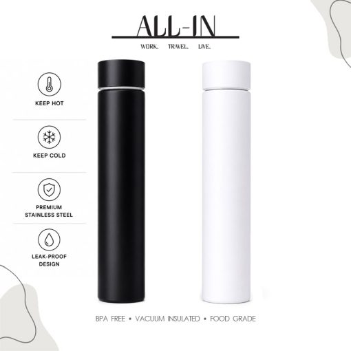 ALL-IN Classic Flask 250ml Stainless Steel Vacuum Insulated Bottle Size with Custom Logo Printing Singapore